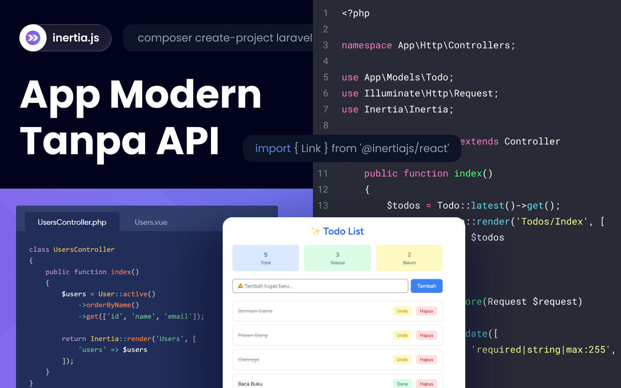 Panduan Lengkap untuk Pemula Membuat Aplikasi Modern Tanpa API dengan Inertiajs